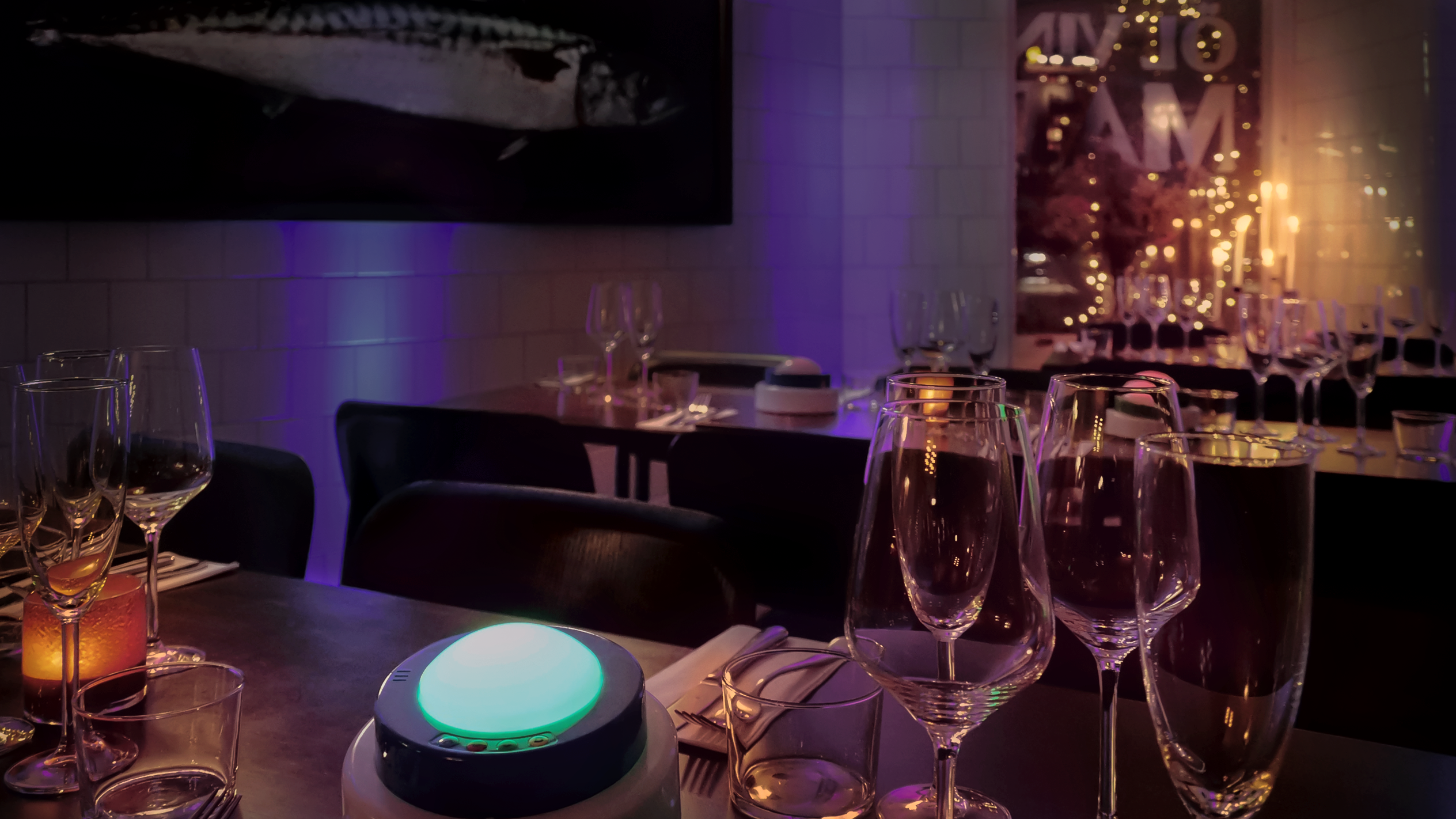 Dinner setting with buzzer at Gamla Stans Fisk